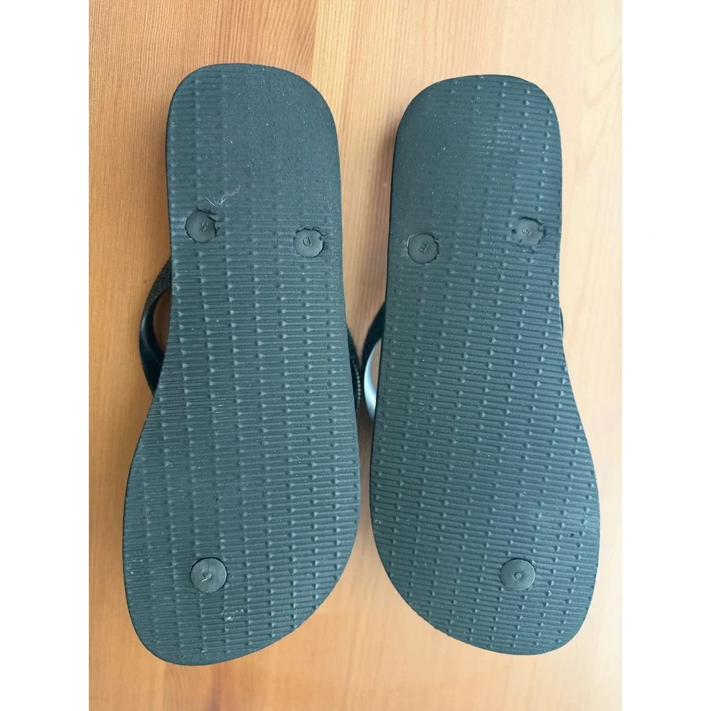 Havaianas Brasil Logo Black Flip Flops Sandals Mens 7/8 Womens 9/10
